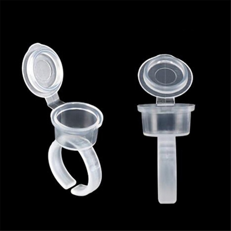Eyelash Extension Permanent - Anneaux d'encre de tatouage transparents, gobelets