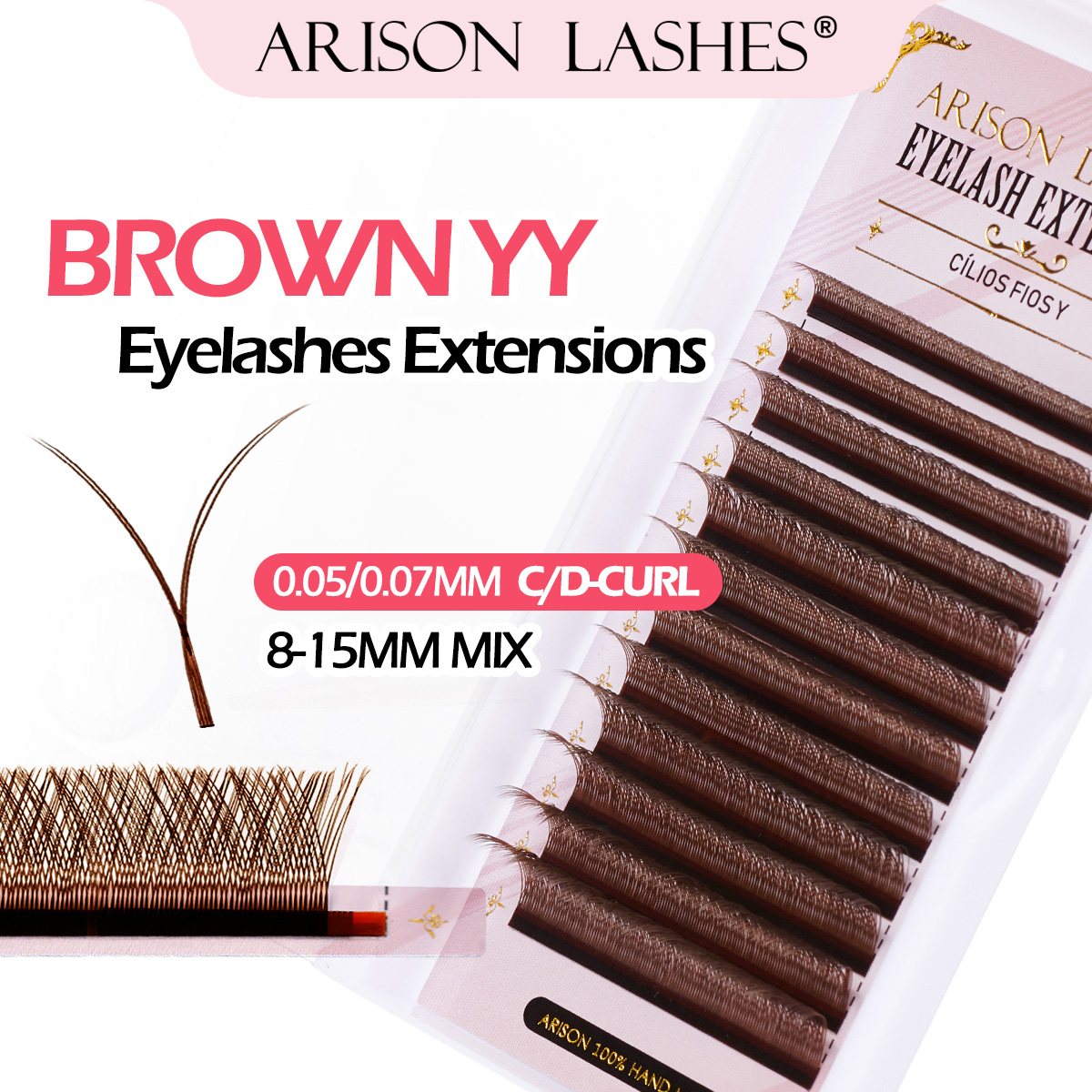 Eyelash Extension Tipe - ARISON Brown 2D YY Lashes Double
